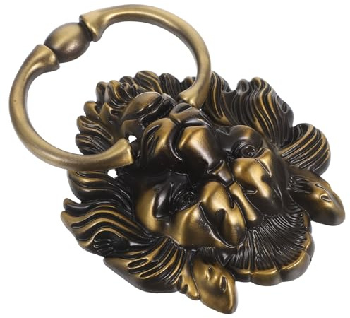 Toddmomy Maniglia Porta Anteriore Testa di Leone in Bronzo Antico Battente Decorativo Vintage Resistente con Finitura Argento Anticato per Cancelli e Mobili Design Cinese Classico-moderno