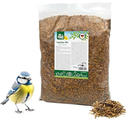JR Farm Garden - Mezcla de Insectos (10 kg, hermetiarven/Gusanos de la harina/Saltamontes, Alimentos Ricos en proteínas)