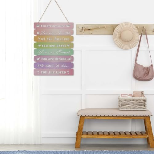 Beavorty Cartello Motivazionale in Legno da Parete Retrò, Decorazione Murale Ispiratrice per Camera da Letto e Ufficio, Ciondolo Decorativo da Muro Citazioni Motivazionali