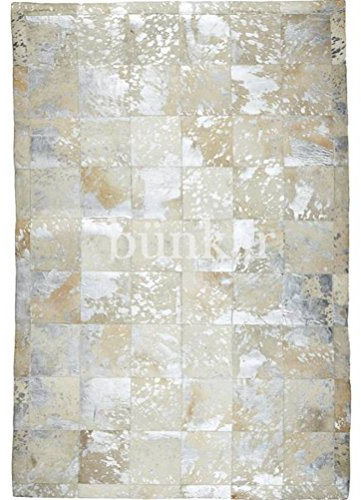 Bunkar Hechos a Mano Piel de Vaca Natural Alfombra/Rug - Rodeo Metallic Ivory - Tamaño 5'x8' (150cm x 240cm) L Area Rug