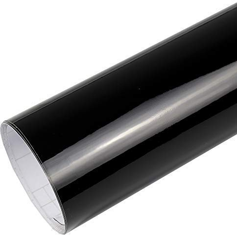 Rapid Teck® 9€/m Premium Glanz Schwarz - 1m x 1,52m - Blasenfrei mit Luftkanälen - Auto Folierung - Car Wrapping Folie - Schwarze Folie Auto