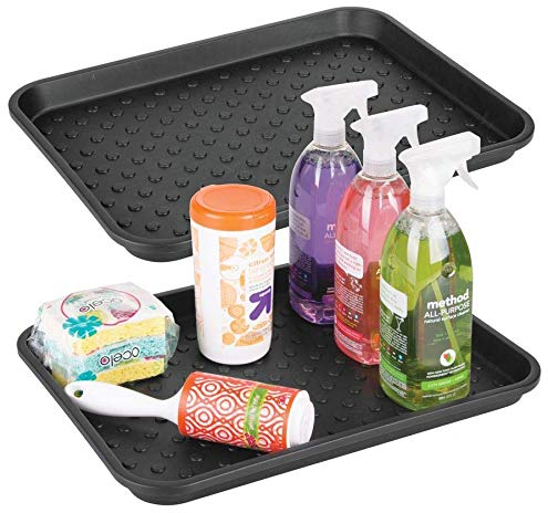 InterDesign Under the Sink Drip Protector Tray for Kitchen Cabinet, Bathroom, Entryways Pack of 2, Black