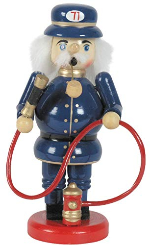 OBC Räuchermännchen Feuerwehrmann blau, 15 cm, Dekofigur handbemalt im Kunsthandwerks-Stil/Räuchermann/Räucherfigur aus Holz