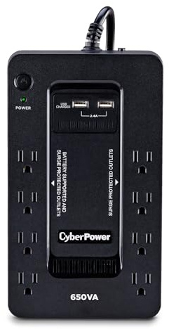 CyberPower SX650U UPS Battery Backup, 8 OUTLETS, 650 VA, 890 J