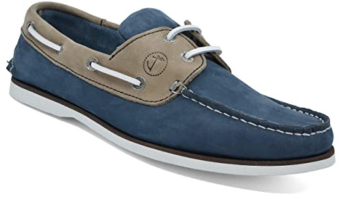 Seajure Chaussures Bateau pour Homme Costa Camel et Cuir Nubuck Bleu