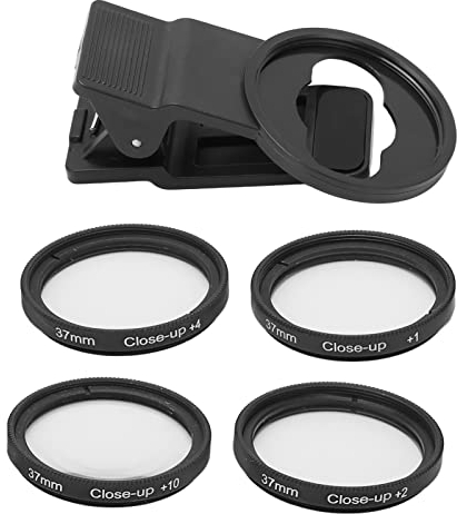 Annadue Juego de Filtros de Primer Plano Macro de 37 Mm, + 1/+ 2/+ 4/+ 10 Filtro Macro Filtro de Lente de Teléfono Móvil para Teléfonos Móviles, Juego de Accesorios de Filtro de Lente de Primer Plano