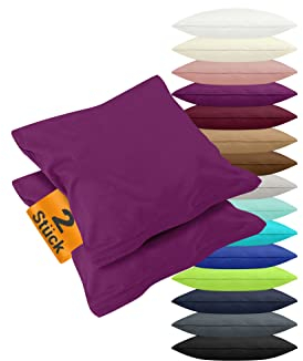 npluseins 2er Pack Kissenbezüge aus Jersey-Baumwolle in unifarbenem Design 1179.1539, ca. 40 x 80 cm, lila