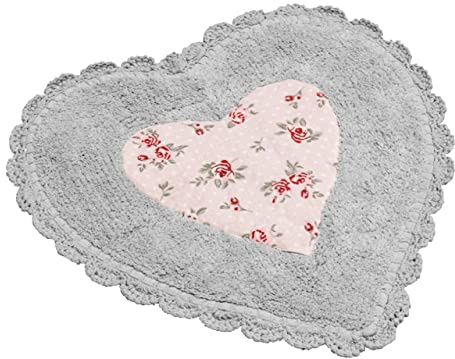BIANCHERIAWEB Tappeto Bagno Doccia Spugna Tappetino Assorbente Cotone Pelo Corto MOD. Vie En Rose Vie En Rose Grigio