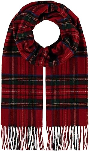 Giorgio Rimaldi Schal 30 x 180 cm - Weicher als Kaschmir - Made in Germany - Schal kariert für Damen und Herren - Perfekt für Herbst und Winter Rot