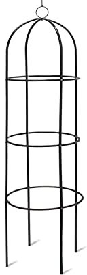 MantraRaj 1.9m Metal Garden Obelisk Trellis Outdoor Climbing Plant Flowers Steel Frame Wgo Trellis Vines Floral Decor Black Yard Round Weather-Proof Metal Plant Support Arch Frame