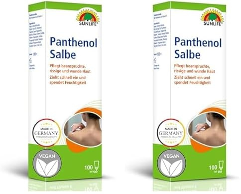 SUNLIFE Panthenol Schutz- Pflegesalbe 100 ml- Salbe mit Panthenol & Vitamin E- Creme für rissige & wunde Haut- Panthenol Salbe für empfindliche Haut geeignet- Wundsalbe (Packung mit 2)