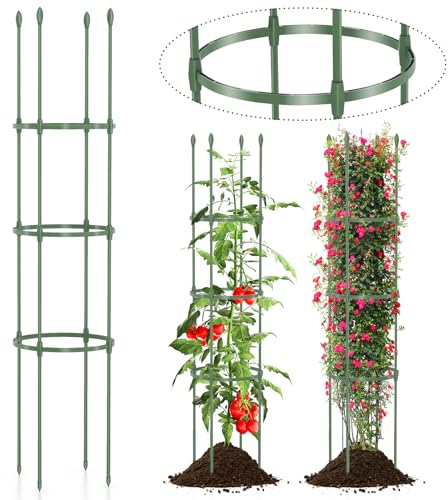 GOPLUS Tomaten Rankhilfe, 2er Set, Tomatenkäfig mit Verstellbarer Höhe, Rankgitter für Tomaten, Tomatenturm, Rankturm, Blumenstütze Pflanzenstütze für Kletterpflanzen