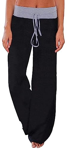 Famulily Women's Casual Plain Wide Leg Pajama Lounge Pants Pyjamas Bottoms