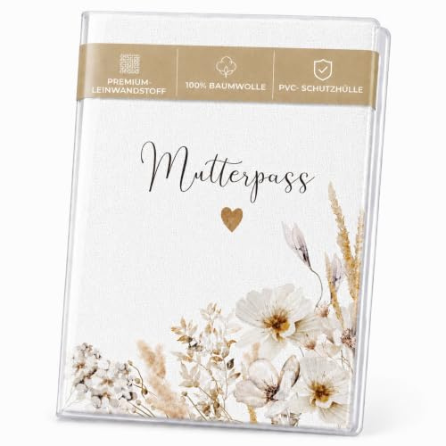 Funda premium para pasaporte de maternidad de tela de lona, regalo para el embarazo y el parto, compartimento para imágenes ultrasónicas, elegante y duradero (LUCY)