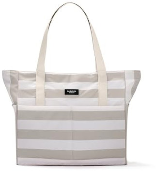 LARKSON Strandtasche Damen & Herren Beige - Linn - Große Beach Bag für Strand, Schwimmbad, Pool - Tote Bag Badetasche XXL mit Reißverschluss - Leicht