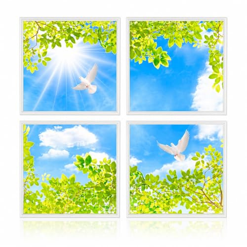 Brightex, Set 4 led Panel Light Sky Lights 48w 600x600mm 4320 Lumen Suspended recessed Square Bright LED Office Ceiling Panel Down Light Flat Tile 600 x 600 mm,Cool White Company lamp