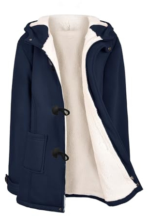 Yuson Girl Femme Veste d'hiver Polaire Manches Longues Veste Jacket à Boutons Corne Zippé Sweat à capuche Chaud Épais Cardigan Sweatshirt Pull Hooded Coat avec Poche