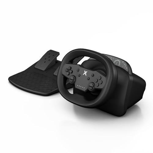 NBCP Gaming Lenkrad mit Pedalen,270 Grad PC Rennrad mit Dual-Vibration-Motoren,Drahtlose Bluetooth-Verbindung Lenkrad für PS4, PC, Switch, PS3, IOS, Android Rennspiele