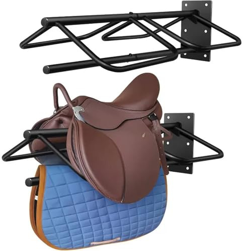 Rwigeboo Soporte para sillín montado en la Pared, Soporte para sillín de Alta Resistencia para Suministros de Almacenamiento de Sala de Tachuelas de Granero de Caballos, Montaje en Pared