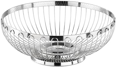 APS 30230 - Cesta de acero inoxidable pulido para pan o fruta, diámetro 25,5 x 9,5 cm