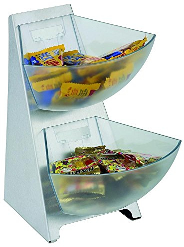 APS 11442 Multi Rack, 2-stufig, 3-teilig: 1 Gestell matt poliert mit 2 Schütten aus transparent gefrostetem Kunststoff, je ca. 1 Liter Volumen, Portionsschütte, Portionsspender, Dispenser, 27 cm Höhe