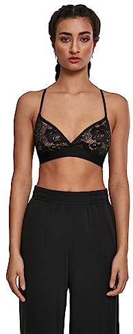 Urban Classics Soutien-Gorge Triangle en Dentelle Femme Bustier Noir