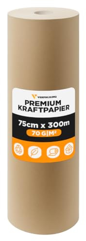 verpacking Kraftpapier 70g/m² Packpapier 75 cm x 300 m auf Rolle | braunes Papier | Geschenkpapier | Verpackungsmaterial