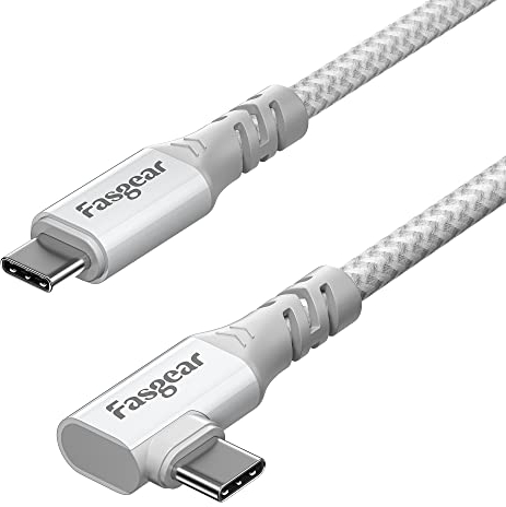 Cable USB C para Macbook Pro: Fasgear SuperSpeed 20Gbps USB 3.2 Gen 2x2 Cable trenzado tipo C de carga rápida de 100 W, salida de video 4K Thunderbolt 3 compatible con i-Pad, Galaxy(1,8m, Blanco)