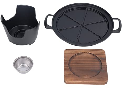 Mini Juego De Parrillas Para Barbacoa Barbacoa De Carbón Parrilla De Mesa De Carbón Barbacoa De Estilo Japonés Parrilla Redonda Para Interiores Con Base De Madera Para Picnic Jardín Balcón Camping