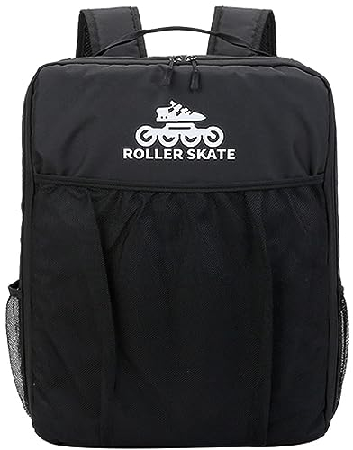 DJFOG Kinder-Schlittschuh-Tasche, Rollschuh-Tasche, Rollschuh-Rucksack, Schlittschuh-Inline-Skate-Aufbewahrungstasche, professionelle Rollschuh-Umhängetasche,Schwarz,M