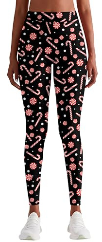 Loveternal Leggings Natalizi da Donna con Stampa Cane Pantaloni Natalizi da Allenamento Leggings da Corsa XL