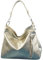 modamoda de T183 Damen Schultertasche Handtasche Tragetasche Echtleder Groß handmade in Italy, Farbe:Lightgold Metallic