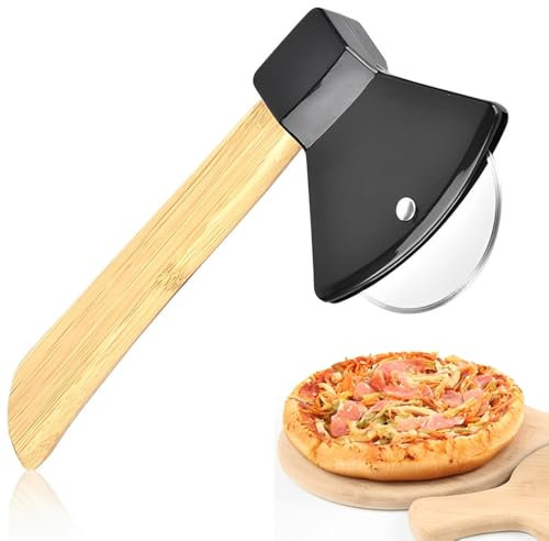 BQRKOTM Tagliapizza,Rotella Tagliapizza,Ruota Tagliapizza con Lama in Acciaio Inox & Manico in Di Legno,Cutter Professionale Cucina Casalinga e Ristorante,per Pizza,Torte e Pie,Waffle,Pane (Nero)
