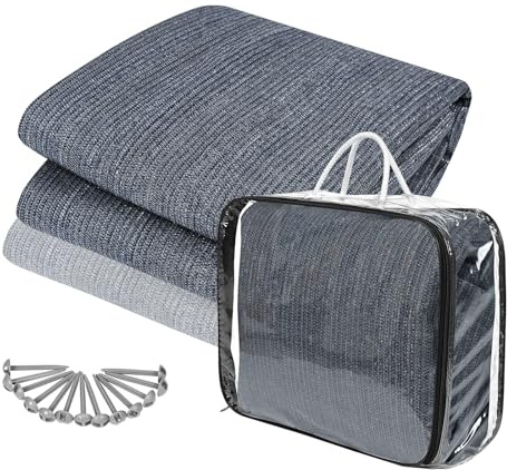 ACXIN Tapis de camping d'extérieur 2,5 m x 2,5 m – Tapis pour tente, camping-car en polyéthylène haute densité avec passants en aluminium, sac de transport, tapis de camping d'extérieur (gris bleu