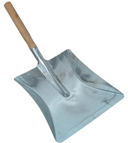 Kehrblech Silber Metall Kehrschaufel mit Holz Griff Reinigung innen aussen Fliesen Terasse Garten Hof