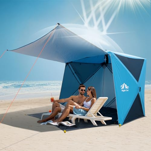 Night Cat Tente de Plage Pop Up: Abri de Plage pour 3 4 Personnes en Famille Pique-Nique Camping UPF 50+ Jardin Parc