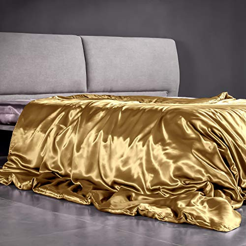 Juego de ropa de cama de seda pura de lujo con fundas de almohada, hipoalergénico, suave para decoración elegante de dormitorio