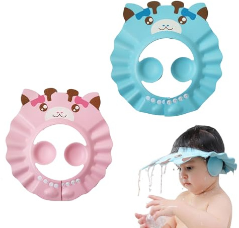 Noaxylic 2 Piezas Gorro Ducha Niños, Sombrero de Baño para Bebés, Ajustable para Gorro de Ducha para Bebés, Visera Baño Bebé, Visera Impermeable, Protege Los Ojos y las Orejas para Niños Bebé