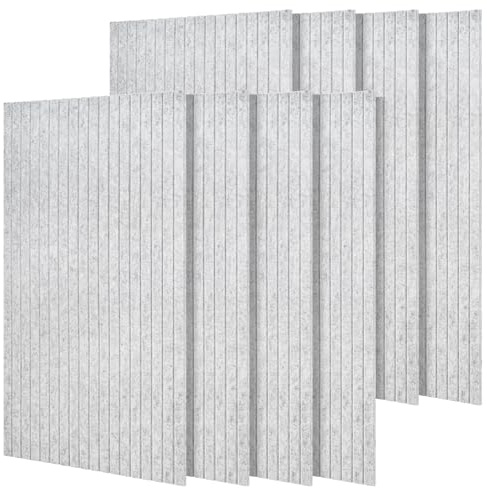 YORKING 8 Pack Self-Adhesive Acoustic Panels, 47.2 x 23.6 x 0.35, Soundproofing Wall Panels, 3D Sound Absorbing Wall Panels for Recording Studio, Office, Living Room and Wall Decoration, Grey