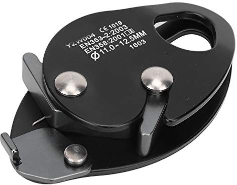 Masyrt Dispositivo de descenso con autofrenado, para cuerda de 11 a 12,5 mm, color negro