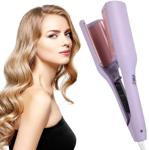 Curling Iron Crimper,32mm Deep Wave Volumizing Iron Wand Temperature Adjustable for hairStyling - Hairstyle Curler for Salon Spa Dorm Travel Colleague Dorm