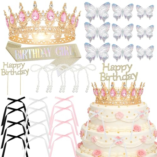 Tazuxetuqe 34 Pezzi Base Corona Per Torte, Decorazioni Per Torta Di Compleanno A Forma Di Corona Con Fiocco, Corone Per Pastel, Addobbi Per Dolci Ideali Per Matrimoni E F