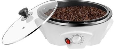 Kafferostare för hemmet, 1 200 W elektrisk kaffebönerostningsmaskin med 500 g kapacitet, justerbar temperatur 0–240 °C, rökfri rostning för nötter och spannmål