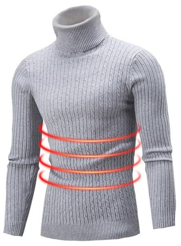 Stickad tröja - Mjuk finstickad tröja för män,Casual Twisted Stickad | Turtleneck Pullover Tröjor För