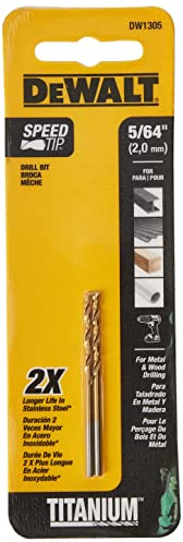 DEWALT DW1305 5/64-Inch Titanium Nitride Split Point Twist Drill Bit,Gold