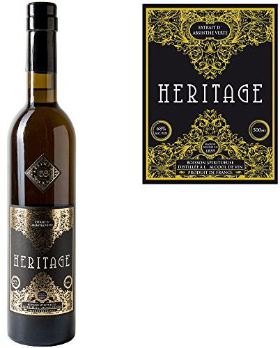 Absinth Heritage Verte | Mit Goldmedaille prämiert | Premium Qualität mit Weinalkohol destilliert | Original Rezeptur | 68% (1x 0,5 l)