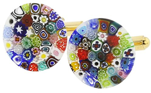 GlassOfVenedig murano glasfärg stänk Millefiori manschettknappar – 3/4 tum