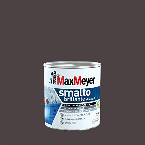 Maxmeyer Smalto All'Acqua Poliuretanico Brillante Marrone 0,75 L
