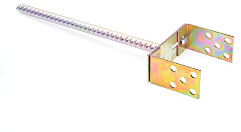 Aqbau Ancrage de poteau en acier - Support de poteau en U réglable pour poteaux en bois jusqu'à 200 mm - Montage stable avec ancrage à béton en acier ondulé - Diamètre : 18 mm - Longueur : 400 mm