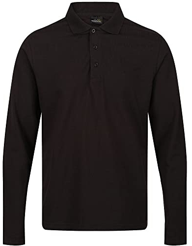 Regatta Professional Mens Pro 65/35 Classic Long Sleeve Polo Shirt - Perfect for Workwear or Casual Black